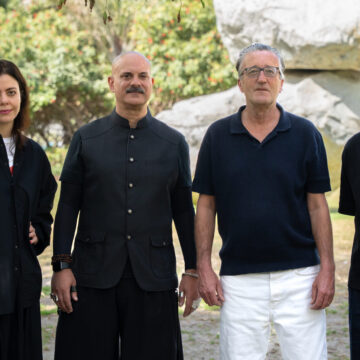 Curators-1-From-LT-to-RT_-Ruba-Katrib-Mark-Rappolt-Tom-Eccles-and-Shabbir-Hussain-Mustafa--scaled LEFT TO RIGHT: Ruba Katrib, Mark Rappolt, Tom Eccles, and Shabbir Hussain Mustafa. Courtesy of Qatar Museums.